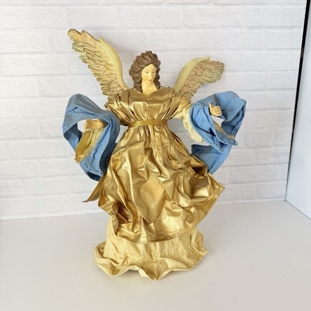 Vintage Paper Mache Angel Tree Topper Cartapesta Christmas Cone Figure 15"